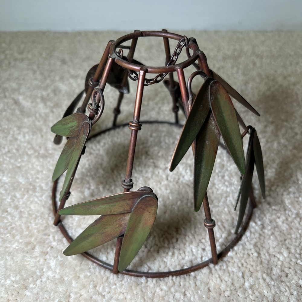 Vintage Metal Bamboo Tree Lantern Candle Holder Tropical Beach Vibe Rustic - Picture 8 of 10